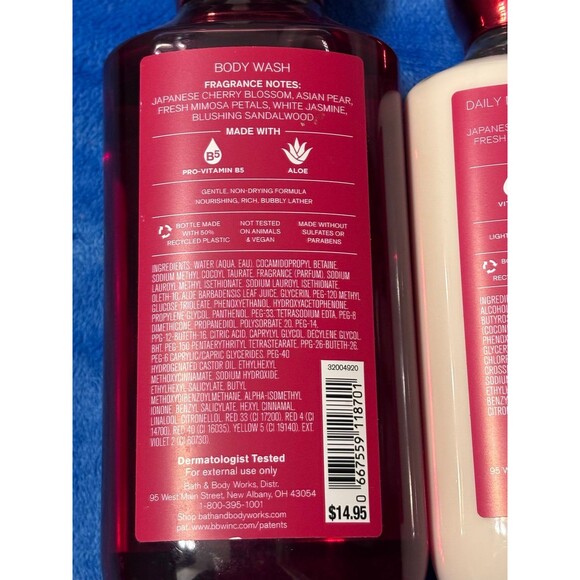 Bath & Body Works Japanese Cherry Blossom Body Wash and Lotion New - Picture 3 of 5
